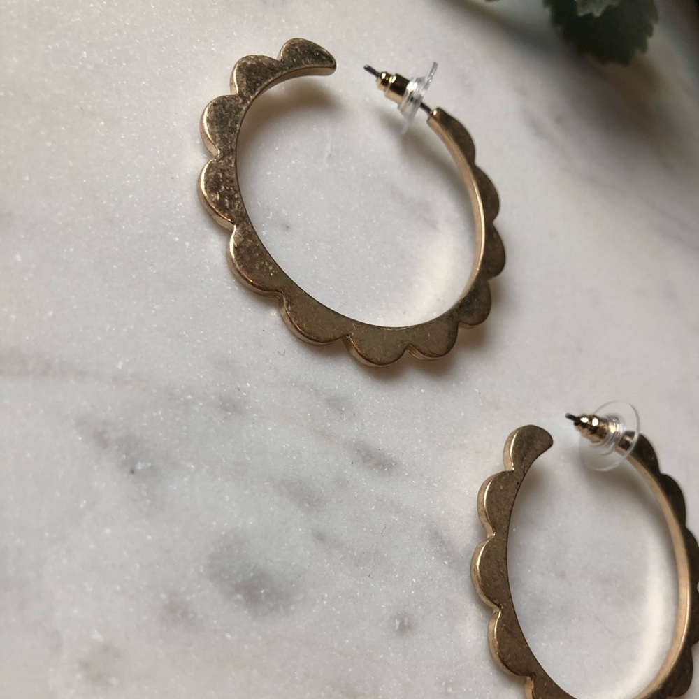 The Paisley - Scalloped Vintage Gold Hoops - Picture 2 of 5